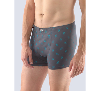 GINA pánské boxerky kratší nohavička, šité, s potiskem 73107P - tm. šedá šalvěj 50/52