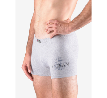 GINA pánské boxerky kratší nohavička, šité, s potiskem 73115P - sv. šedá tm. šedá 46/48