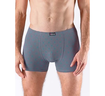 GINA pánské boxerky s kratší nohavičkou, kratší nohavička, šité, s potiskem 73127P - šedá šalvěj 46/48