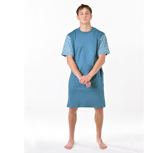 GINA pánské košile noční pánská krátký rukáv, šité, s potiskem Pyžama 2025 79202P  - měsíc dunaj L