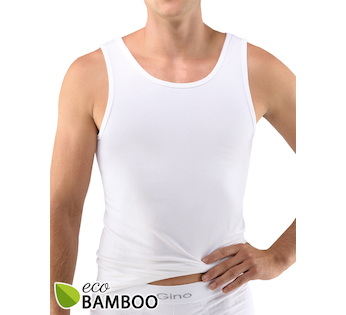 GINA pánské nátělník, širší ramínka, bezešvé, jednobarevné Eco Bamboo 58008P  - bílá  L/XL