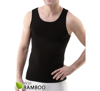 GINA pánské nátělník, širší ramínka, bezešvé, jednobarevné Eco Bamboo 58008P  - černá  L/XL