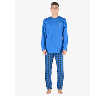GINA pánské pyžamo dlouhé pánské, šité, s potiskem Pyžama 2023 79153P  - atlantic tm.popel L