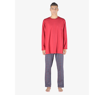 GINA pánské pyžamo dlouhé pánské, šité, s potiskem Pyžama 2023 79155P  - martini tm. šedá L