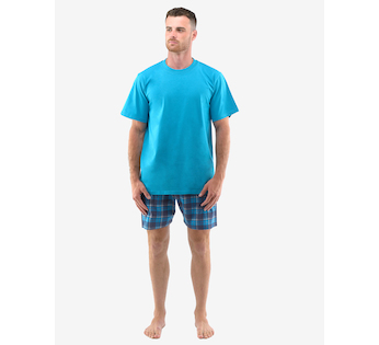 GINA pánské pyžamo krátké pánské, šité, s potiskem Pyžama 2022 79138P  - měsíc lékořice XL