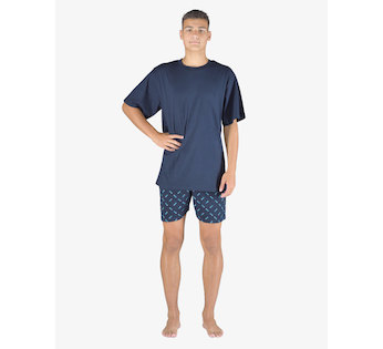 GINA pánské pyžamo krátké pánské, šité, s potiskem Pyžama 2023 79150P  - lékořice tyrkysová L