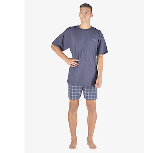 GINA pánské pyžamo krátké pánské, šité, s potiskem Pyžama 2023 79152P  - tm.popel sv. šedá L