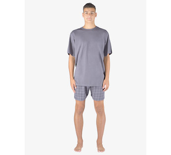 GINA pánské pyžamo krátké pánské, šité, s potiskem Pyžama 2023 79158P  - šedá černá L