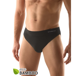 GINA pánské slipy, úzký bok, bezešvé, jednobarevné Eco Bamboo 50004P  - černá  L/XL