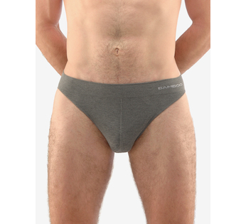 GINA pánské slipy, úzký bok, bezešvé, jednobarevné Eco Bamboo 50004P - šedá bílá L/XL