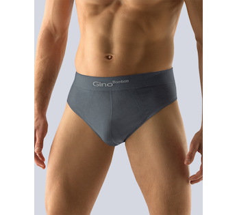 GINA pánské slipy se širším bokem, širší bok, bezešvé, jednobarevné Bamboo PureLine 51003P - tm. šedá L/XL