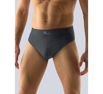 GINA pánské slipy se širším bokem, širší bok, bezešvé, jednobarevné Bamboo Soft 51005P - tm. šedá L/XL