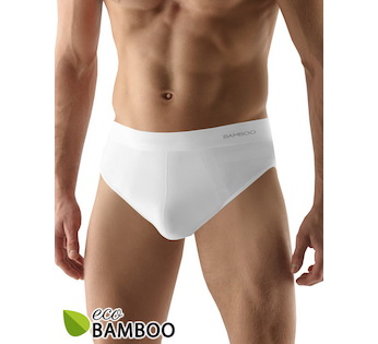 GINA pánské slipy širší bok, bezešvé, jednobarevné Eco Bamboo 51004P - bílá L/XL