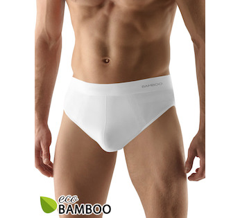 GINA pánské slipy širší bok, bezešvé, jednobarevné Eco Bamboo 51004P - bílá S/M