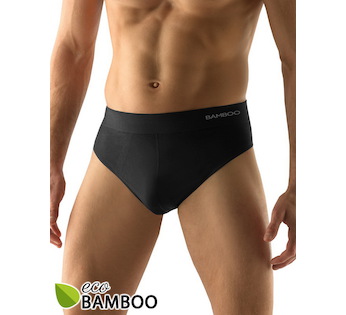 GINA pánské slipy širší bok, bezešvé, jednobarevné Eco Bamboo 51004P - černá L/XL