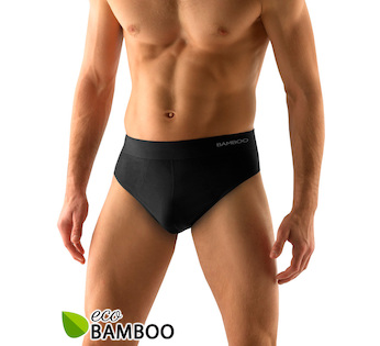 GINA pánské slipy širší bok, bezešvé, jednobarevné Eco Bamboo 51004P - černá S/M