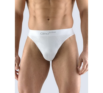 GINA pánské tanga pánská, úzký bok, bezešvé, jednobarevné Bamboo PureLine 52002P - bílá S/M