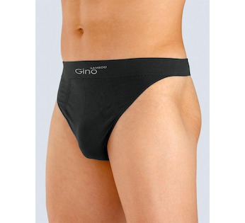 GINA pánské tanga pánská, úzký bok, bezešvé, jednobarevné Bamboo PureLine 52002P  - černá  L/XL