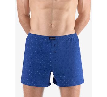 GINA pánské trenky volné, šité, s potiskem  75212P  - atlantic tm.popel 58/60