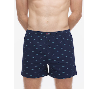 GINA pánské trenky volné, šité, s potiskem  75216P  - lékořice tm. tyrkysová 54/56