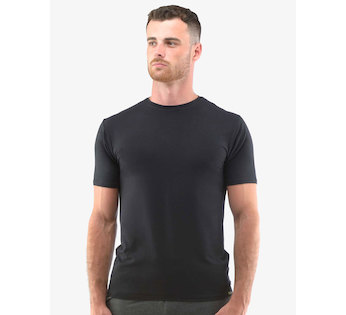GINA pánské tričko pánské slim fit s krátkým rukávem, krátký rukáv, šité, jednobarevné ECO Bamboo Sport 78005P  - černá  M
