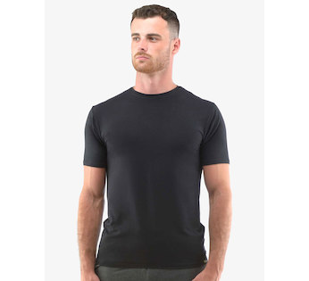 GINA pánské tričko pánské slim fit s krátkým rukávem, krátký rukáv, šité, jednobarevné ECO Bamboo Sport 78005P - černá XXL
