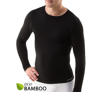 GINA pánské tričko s dlouhým rukávem, dlouhý rukáv, bezešvé, jednobarevné Eco Bamboo 58007P  - černá  L/XL