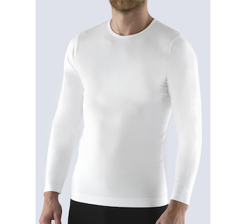 GINA pánské tričko s dlouhým rukávem, dlouhý rukáv, bezešvé, jednobarevné Bamboo Soft 58010P - bílá M/L
