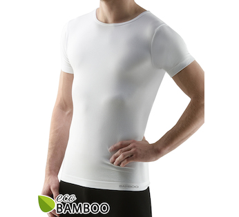 GINA pánské tričko s krátkým rukávem, krátký rukáv, bezešvé, jednobarevné Eco Bamboo 58006P  - bílá  M/L