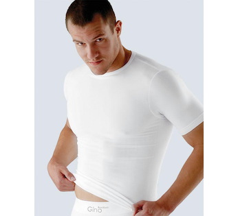GINA pánské tričko s krátkým rukávem, krátký rukáv, bezešvé, jednobarevné Bamboo PureLine 58003P  - bílá  M/L