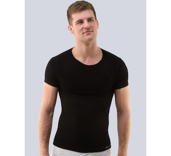 GINA pánské tričko s krátkým rukávem, krátký rukáv, bezešvé, jednobarevné Bamboo PureLine 58003P  - černá  L/XL