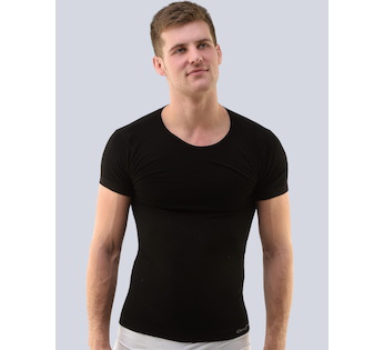 GINA pánské tričko s krátkým rukávem, krátký rukáv, bezešvé, jednobarevné Bamboo PureLine 58003P - černá L/XL