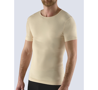 GINA pánské tričko s krátkým rukávem, krátký rukáv, bezešvé, jednobarevné Bamboo Soft 58009P  - tělová  XL/XXL