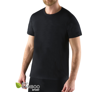 GINA pánské tričko s krátkým rukávem, krátký rukáv, šité, jednobarevné ECO Bamboo Sport 78004P  - černá  M