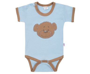 Kojenecké bavlněné body s krátkým rukávem New Baby BrumBrum blue brown