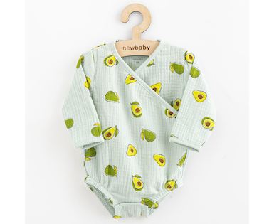 Kojenecké mušelínové body s bočním zavazováním New Baby Avocado