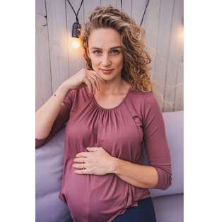 Těhotenské a kojící tričko Kangaroo milk &amp; love růžovo hnědá