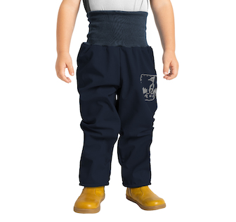 Unuo, Batolecí softshellové kalhoty s fleecem Basic, Tm. Modročerná Velikost: 80/86