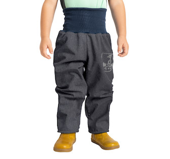 Unuo, Batolecí softshellové kalhoty s fleecem Basic, Žíhaná Antracitová Velikost: 86/92