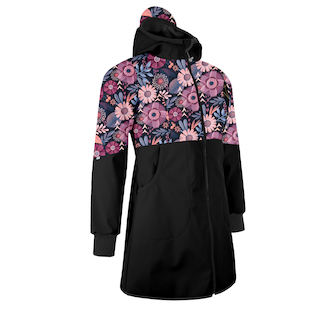 Unuo, Dámský softshellový kabát s fleecem Street, Černá, Kouzelné květiny Velikost: 3XL