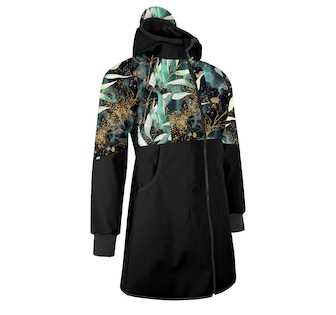 Unuo, Dámský softshellový kabát s fleecem Street, Černá, Listy a větvičky Velikost: L