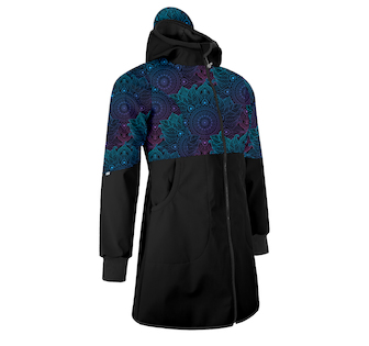 Unuo, Dámský softshellový kabát s fleecem Street, Černá, Temná mandala Velikost: XL