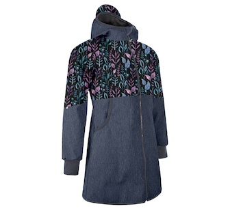 Unuo, Dámský softshellový kabát s fleecem Street, Žíhaná Tm. Modrá, Lístečky Velikost: XL