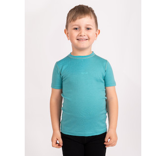Unuo, Dětské merino triko s krátkým rukávem Nature, Aqua Velikost: 98/104