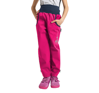 Unuo, Dětské softshellové kalhoty bez zateplení Basic, Fuchsiová Velikost: 128/134