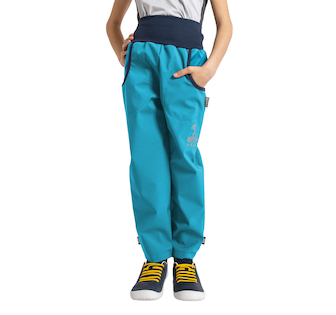 Unuo, Dětské softshellové kalhoty bez zateplení Basic, Smaragdová Velikost: 122/128