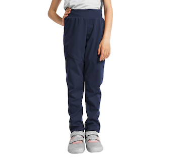 Unuo, Dětské softshellové kalhoty bez zateplení pružné Sporty, Tm. Modročerná Velikost: 134/140