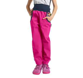 Unuo, Dětské softshellové kalhoty s fleecem Basic, Fuchsiová, Kolibřík Velikost: 104/110