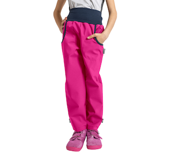 Unuo, Dětské softshellové kalhoty s fleecem Basic, Fuchsiová Velikost: 104/110