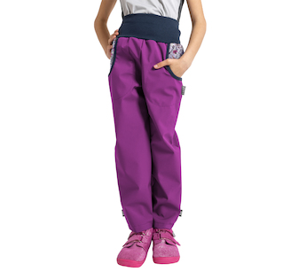 Unuo, Dětské softshellové kalhoty s fleecem Basic, Ostružinová, Louka Velikost: 128/134